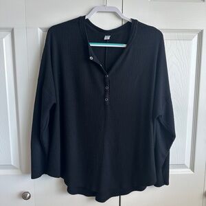 Old Navy Black Waffle Knit Top
